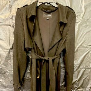 Fashion nova oversized Long suede black trench coat.